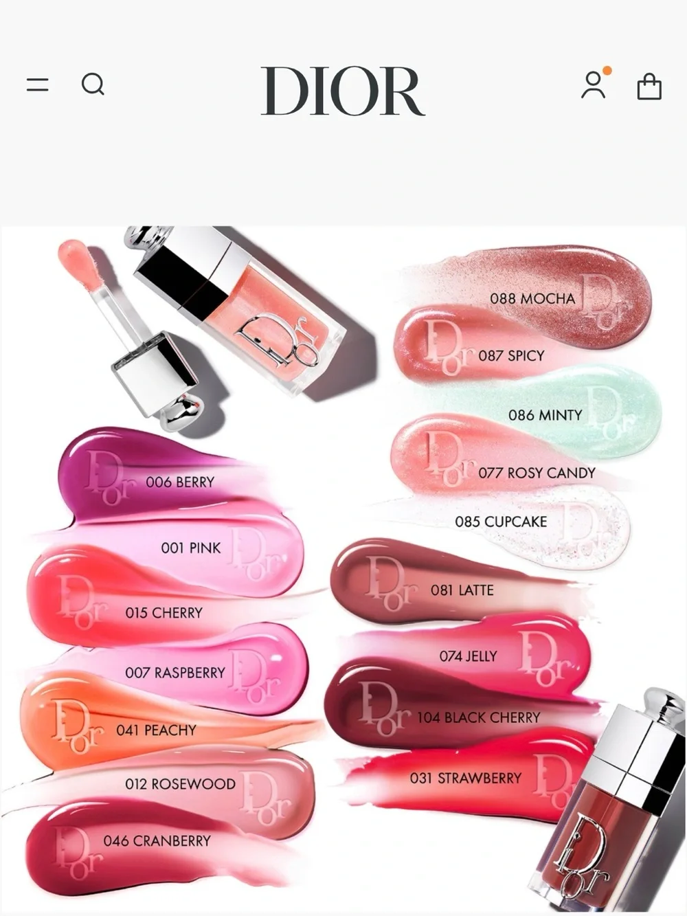 Set of 2: Dior Lip Glow Oil - 007 Raspberry